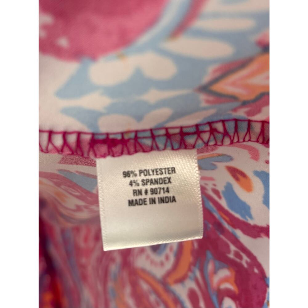 Ivy Road Pink Blue Quarter Zip Abstract Boho Pattern Stretch Dress Size L - Picture 8 of 8